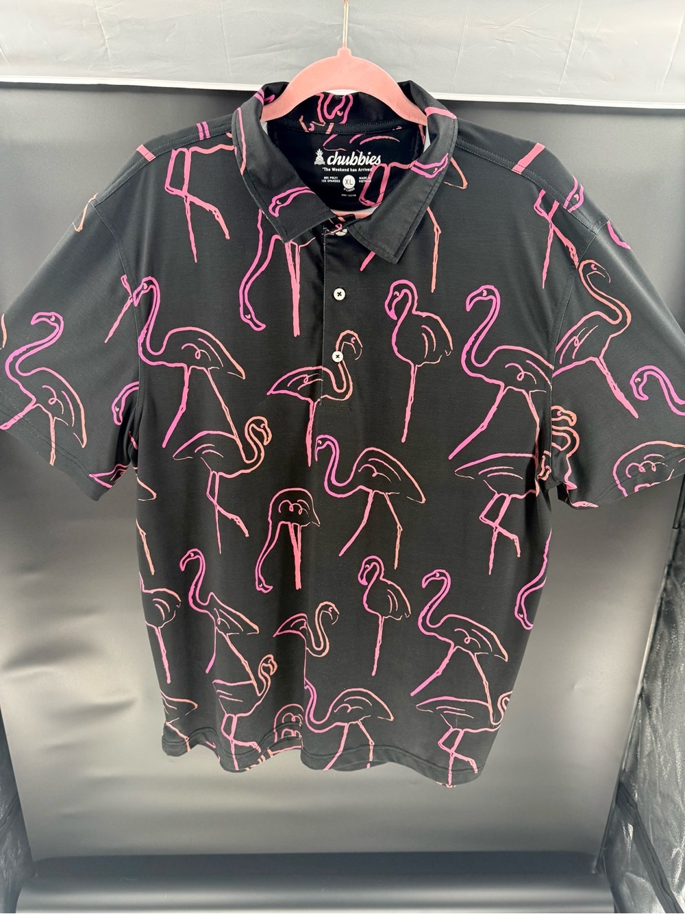 Chubbies "The Weekend Has Arrived" Men's Flamingo Golf Polo - Size XL